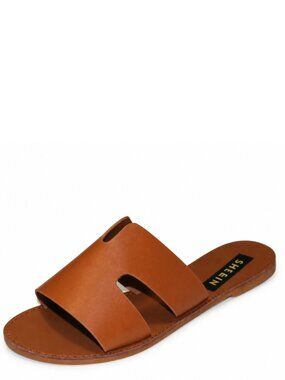 SHEIN Women’s Brown Open-Toe Flat Slide Sandals – Size 40